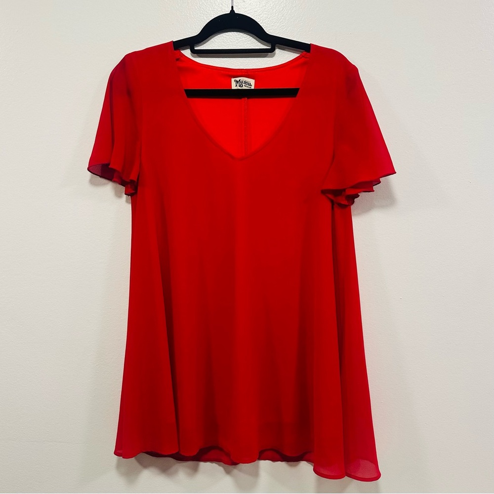 Show Me Your MuMu Red festival holiday V-Neck tunic dress size medium!